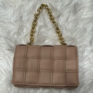 Melie Bianco vegan woven bag. Beige with gold hardware new with tag never used